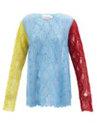 Charles Jeffrey Loverboy - Contrast-sleeved Loose-knit Sweater - Womens - Multi