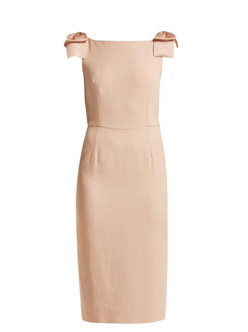 Matchesfashion.com Goat - Georgiana Bow Trim Cady Dress - Womens - Light Pink