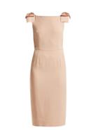 Matchesfashion.com Goat - Georgiana Bow Trim Cady Dress - Womens - Light Pink