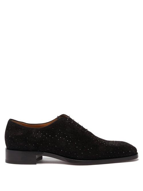 Matchesfashion.com Christian Louboutin - Corteo Crystal-studded Suede Oxford Shoes - Mens - Black
