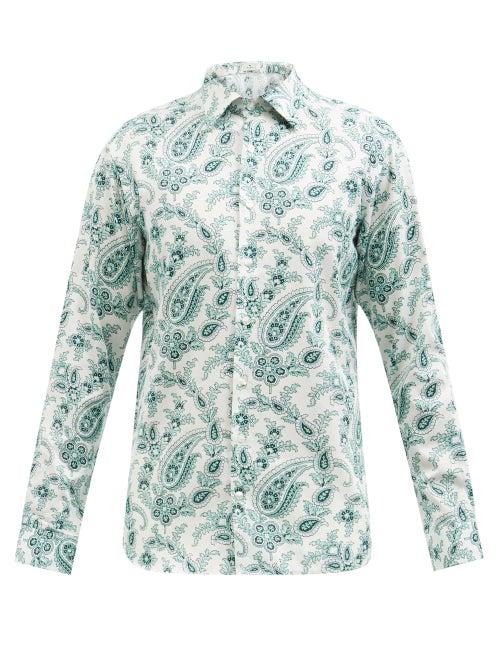 Etro - Paisley-print Cotton-poplin Shirt - Mens - White Print