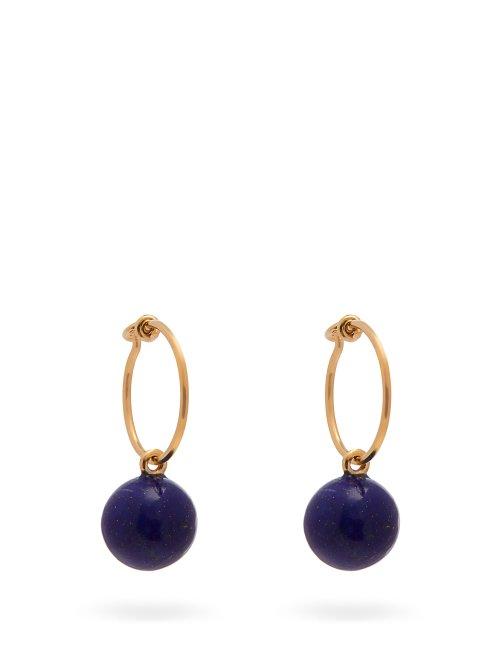 Matchesfashion.com Theodora Warre - Lapis Lazuli Ball Hoop Earrings - Womens - Blue