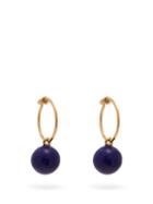 Matchesfashion.com Theodora Warre - Lapis Lazuli Ball Hoop Earrings - Womens - Blue
