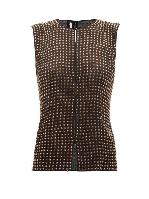 16arlington - Botley Crystal-embellished Cutout Top - Womens - Brown Multi