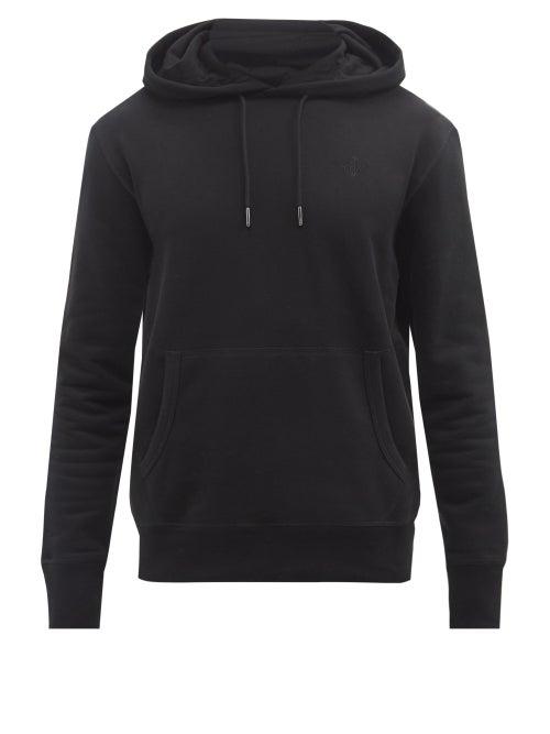 Mens Rtw Ralph Lauren Purple Label - Cotton-blend Jersey Hooded Sweatshirt - Mens - Black