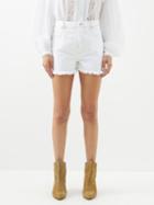 Isabel Marant Toile - Lesia Frayed Denim Shorts - Womens - White