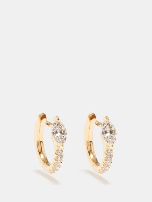 Anita Ko - Bobbie Diamond & 18kt Gold Huggie Earrings - Womens - Gold Multi