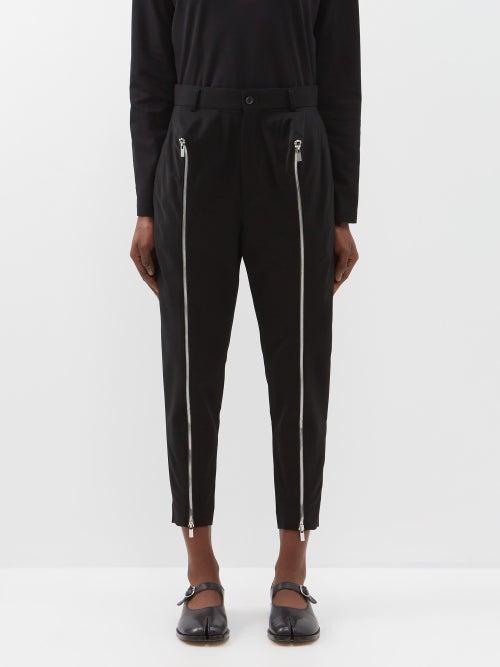 Noir Kei Ninomiya - Zipped Wool Tailored Trousers - Womens - Black