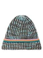 Missoni - Striped Wool-blend Beanie Hat - Womens - Blue Multi