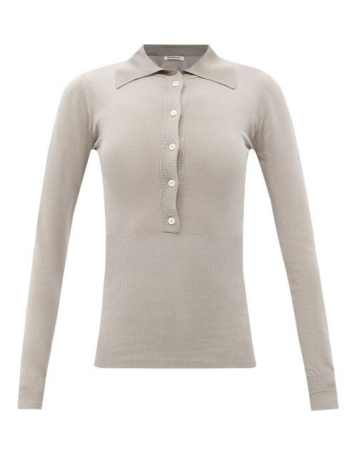Peter Do - Spread-collar Polo Sweater - Womens - Grey