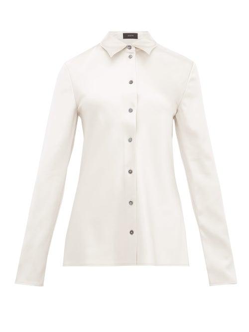 Matchesfashion.com Joseph - Calmyl Button Through Silk Satin Shirt - Womens - Silver