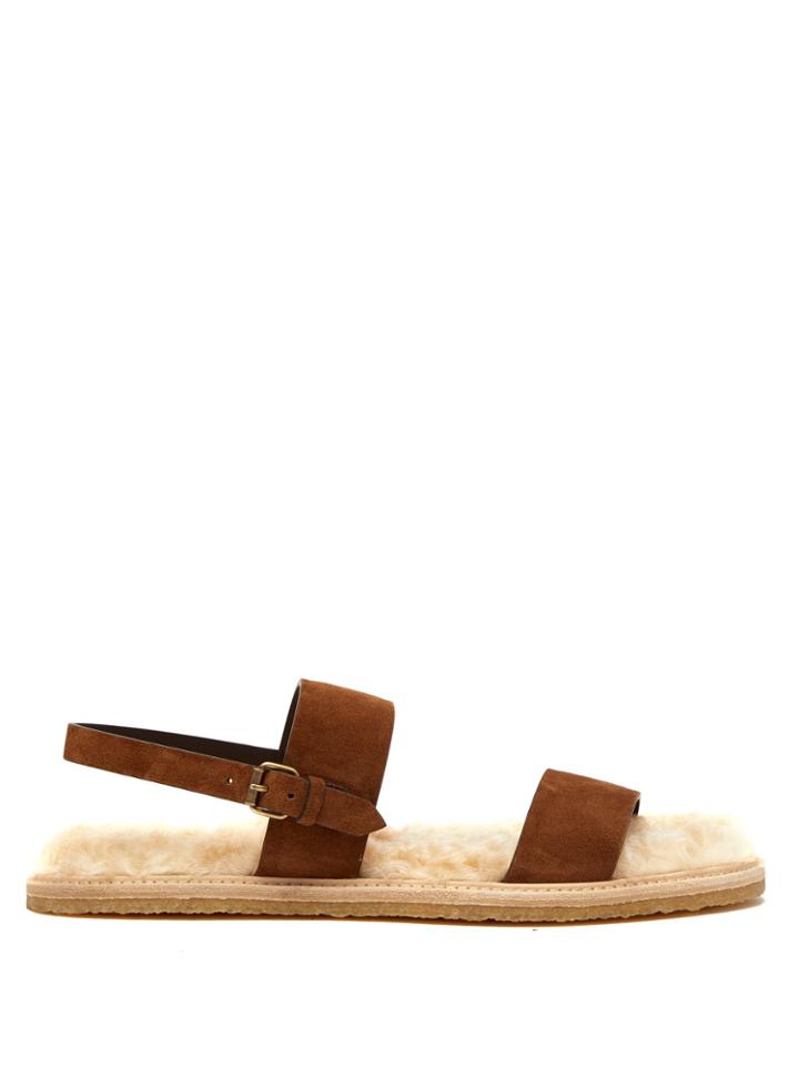 Saint Laurent No Shearling-lined Suede Sandals