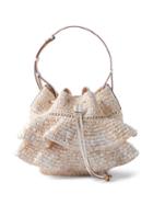 Loewe Paula's Ibiza - Tiered-ruffled Raffia Basket Bucket Bag - Womens - Cream
