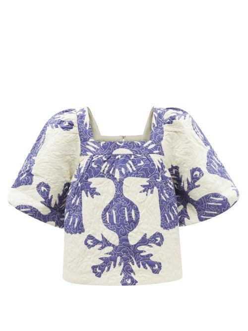 Ladies Rtw Sea - Henrietta Quilted Cotton Top - Womens - White Print