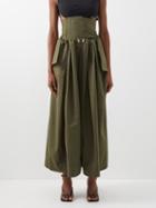 A.w.a.k.e. Mode - Hakama Velcro Waist Canvas Wide-leg Trousers - Womens - Khaki