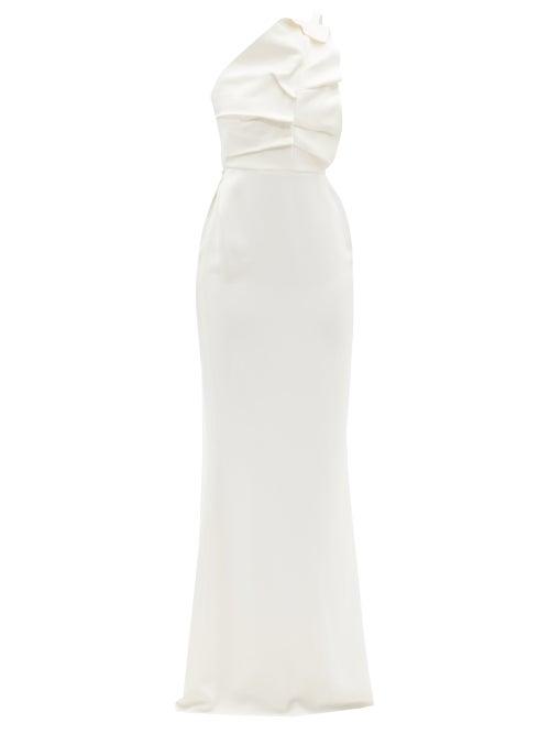 Matchesfashion.com Roland Mouret - Warrington Petal-bodice Column Dress - Womens - White