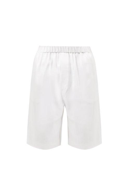 Albus Lumen - Elasticated-waist Linen Shorts - Mens - White