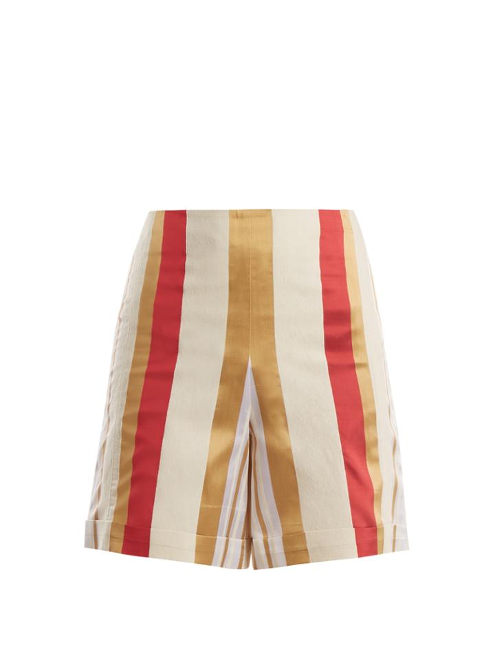 Zeus + Dione Petra Striped Silk-blend Shorts