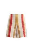 Zeus + Dione Petra Striped Silk-blend Shorts