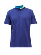 Y/project - Panelled-neck Cotton-jersey T-shirt - Mens - Blue
