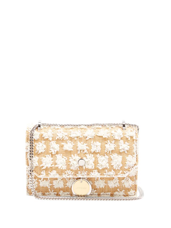 Jimmy Choo Finley Raffia And Leather Shoulder Bag
