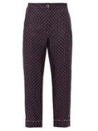 Matchesfashion.com La Prestic Ouiston - Miami Polka-dot Cropped Silk-twill Trousers - Womens - Navy Multi