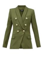 Matchesfashion.com Balmain - Double Breasted Wool Blazer - Womens - Khaki