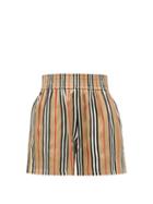 Matchesfashion.com Burberry - Marsett Icon-striped Silk Shorts - Womens - Beige Multi