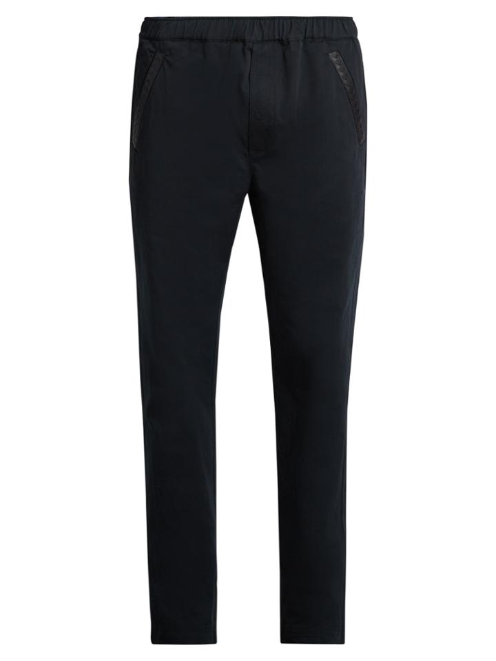 Bottega Veneta Intrecciato-trimmed Straight-leg Chino Trousers
