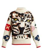 Matchesfashion.com Sonia Rykiel - Leopard Intarsia Knit Wool Sweater - Womens - Cream Multi