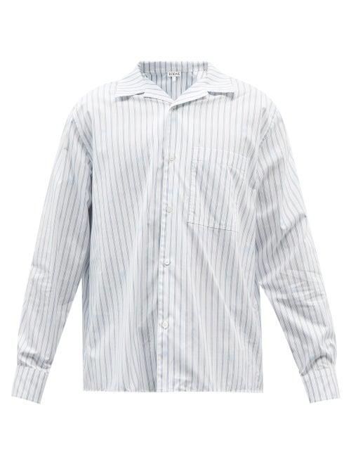 Loewe - Striped Cotton Spread-collar Shirt - Mens - White Stripe