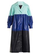 Vika Gazinskaya Pleated Colour-block Faux-leather Coat