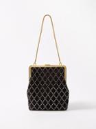 Khaite - Lilith Crystal-embellished Velvet Clutch Bag - Womens - Black Silver
