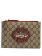 Gucci Merveilles Gg Supreme Mouth-embellished Pouch