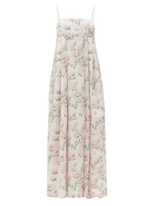 Matchesfashion.com Bernadette - Jules Hortensia-print Taffeta Maxi Dress - Womens - Pink Print