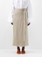 Les Vacances D'irina - Leminos Wrap-front Linen Skirt - Womens - Beige