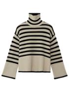 Matchesfashion.com Totme - High-neck Striped Knit Sweater - Womens - Beige Multi