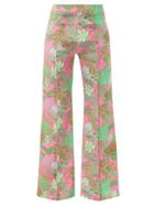 Matchesfashion.com Raey - Flared Psychedelic Floral-print Silk Trousers - Womens - Multi