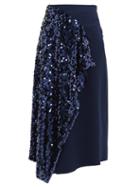 Matchesfashion.com Roland Mouret - Kells Sequinned Wrap Skirt - Womens - Navy Multi