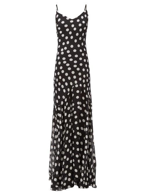 Matchesfashion.com Rat & Boa - Camille Polka-dot Georgette Dress - Womens - Black White