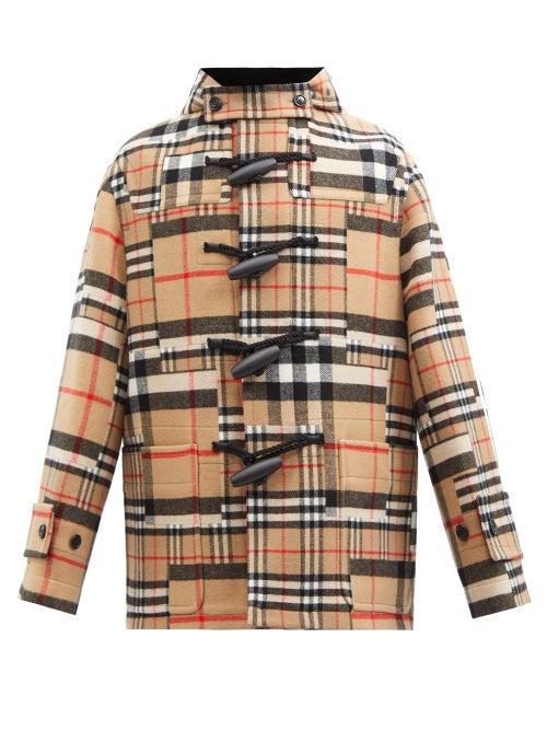 Burberry - Check Hooded Wool-blend Duffel Coat - Mens - Beige