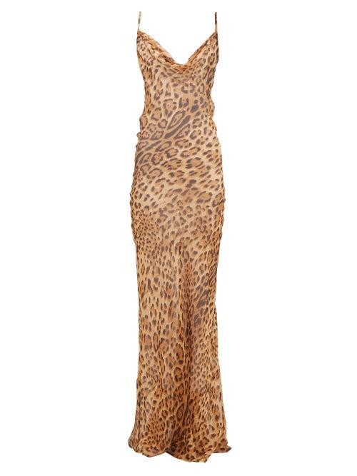 Matchesfashion.com Rat & Boa - Valentina Leopard Print Silk Chiffon Dress - Womens - Leopard