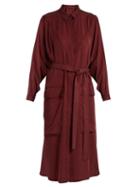 Matchesfashion.com Albus Lumen - Sabrina Waist Tie Twill Shirtdress - Womens - Burgundy