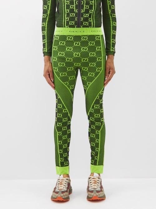 Gucci - Gg-jacquard Jersey Leggings - Mens - Black Yellow