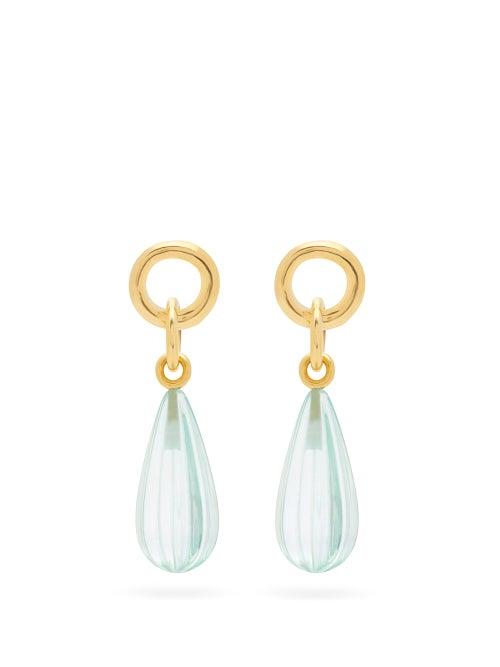 Matchesfashion.com Lizzie Fortunato - Desert Teardrop Gold-plated Earrings - Womens - Green