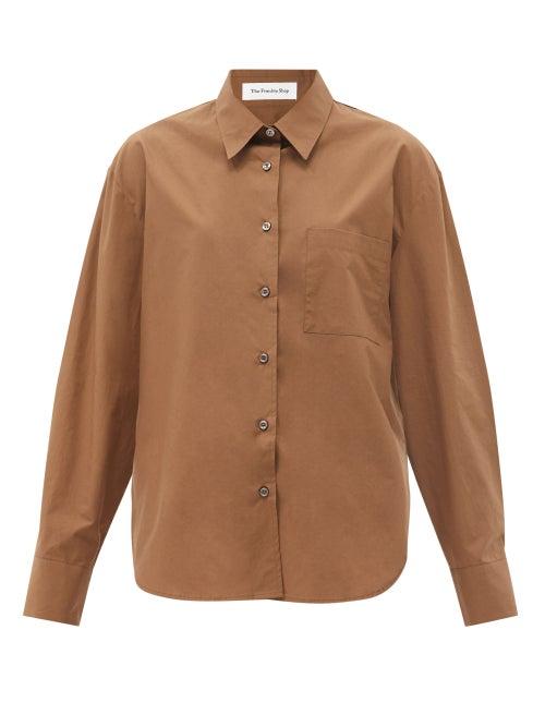 The Frankie Shop - Lui Organic Cotton-poplin Shirt - Womens - Brown