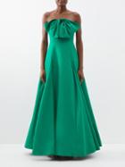 Jason Wu Collection - Bow-embellished Strapless Taffeta Gown - Womens - Green