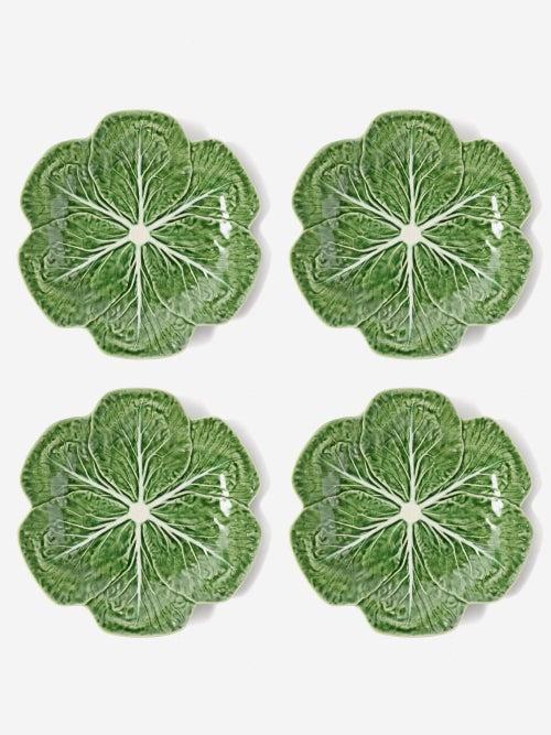 Bordallo Pinheiro - Set Of Four Cabbage Earthenware Dinner Plates - Green