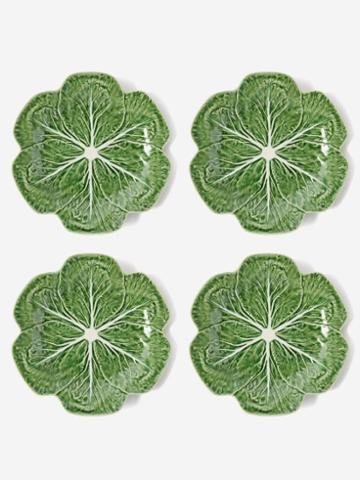 Bordallo Pinheiro - Set Of Four Cabbage Earthenware Dinner Plates - Green