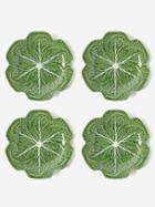 Bordallo Pinheiro - Set Of Four Cabbage Earthenware Dinner Plates - Green